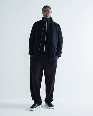 River Island Mens Coat Black Wool Blend Funnel Neck