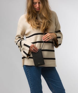 'Lana' Black Nappa Leather Cross Body Phone Bag