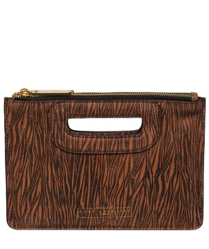 'Esher' Animal Print Nappa Leather Clutch Bag