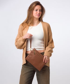 'Arlesey' Tan Leather Clutch Bag