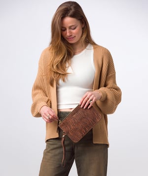 'Addison' Animal Print Nappa Leather Clutch Bag