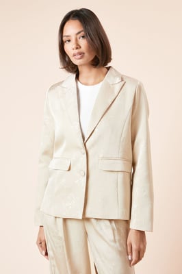 Single Breasted Satin Jacquard Blazer