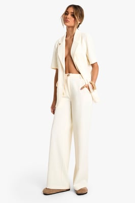 Tailored Woven Pleated Straight Leg Trousers