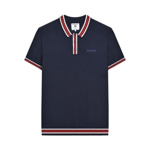 Lambretta Mens Valero Knitted Tipped Short-Sleeved Polo Shirt (Navy)