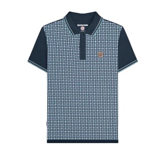 Lambretta Mens SS24 Houndstooth Polo Shirt (Navy)