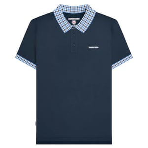 Lambretta Heren SS25 Gingham Polo Shirt (Marineblauw)