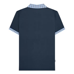 Lambretta Heren SS25 Gingham Polo Shirt (Marineblauw)