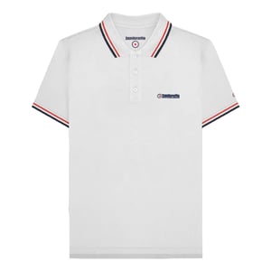 Lambretta Mens SS25 Twin Tip Polo Shirt (White/Red/Navy)