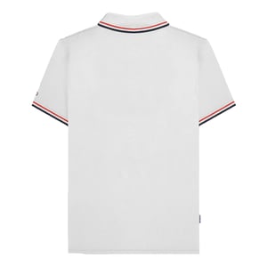 Lambretta Mens SS25 Twin Tip Polo Shirt (White/Red/Navy)