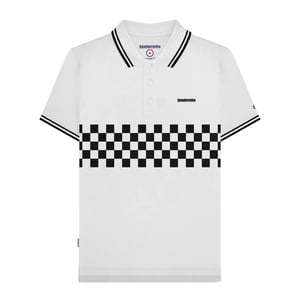 Lambretta Heren SS25 Tweekleurig Gestipt Poloshirt (Wit, Zwart)