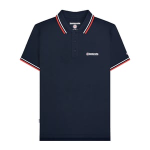 Lambretta Mens SS25 Twin Tip Polo Shirt (Navy/White)