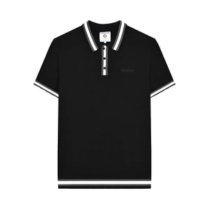 Lambretta Mens Valero Knitted Tipped Short-Sleeved Polo Shirt (Black)