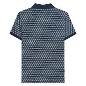 Lambretta Heren Rondel Geometrisch Groot & Lang Poloshirt (Marine / Zilver)