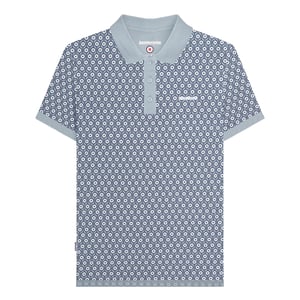 Lambretta Mens AW24 Geometric Polo Shirt (Dusky Blue)