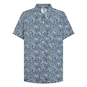 Lambretta Mens SS25 Paisley Shirt (White/Blue)