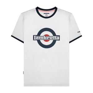 Lambretta Mens SS25 Ringer Logo T-Shirt (White/Navy)