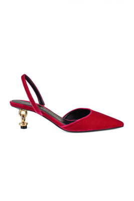 Tom Ford Velvet Chain Heel Slingback Rosa