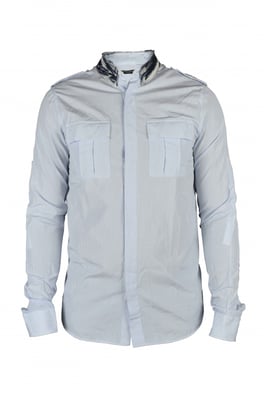 Balmain Overhemd met denimkraag Blauw