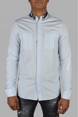Balmain Overhemd met denimkraag Blauw