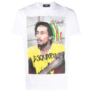 Dsquared2 Cool Fit Bob Marley Logo Wit T-shirt
