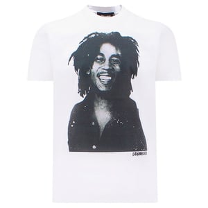 Dsquared2 Cool Fit Bob Marley Citat Design Vit T-shirt