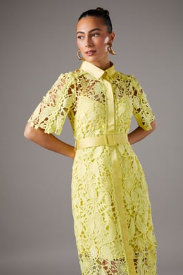 Lace Shirt Dress With Short Sleeves