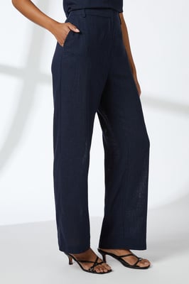 Linen Blend Straight Trouser