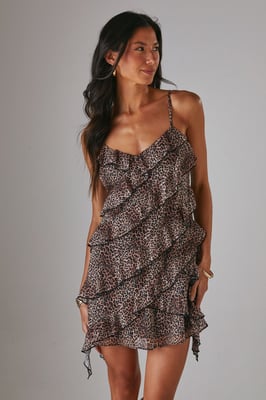 Chiffon Ruffle Strappy Mini Dress