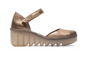 Fly London Dames Sahara Gold BISO305FLY Wedges Sandalen Espadrille Stap Hakken