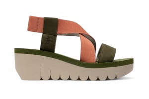 Fly London Dames YABI922FLY Groen Rose Goud Cupido Leren Sandalen Espadrille Platform Wedges