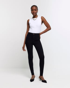 River Island Womens Skinny Jeans Black High Waisted