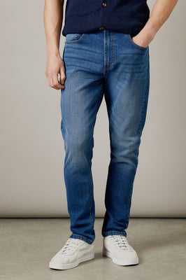 Mid Wash Stretch Slim Fit Jeans