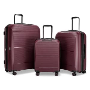 Expanderbart Burgundy Hard Shell PP 8 Hjul Bagage Resekabin Semesterväskor Resväska Set
