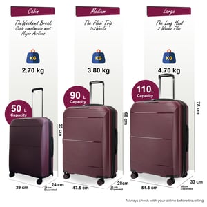 Expanderbart Burgundy Hard Shell PP 8 Hjul Bagage Resekabin Semesterväskor Resväska Set