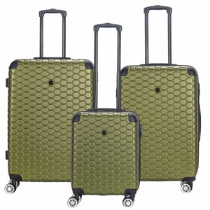 Expandable Green Hard Shell ABS 8 Wheel Luggage Travel Cabin Holiday Bags Suitcase