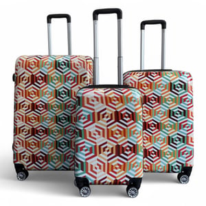 Expandable Hard Shell Ombre Colorful 8 Wheels Suitcase Print Luggage
