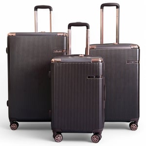 Expandable Marron Hard Shell 8 Wheels Luggage Travel Cabin Suitcase