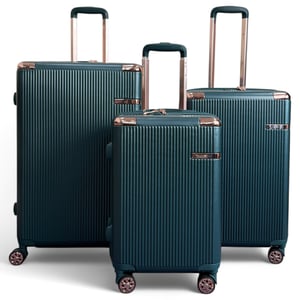 Expandable Dark Green Hard Shell 8 Wheels Luggage Travel Cabin Suitcase