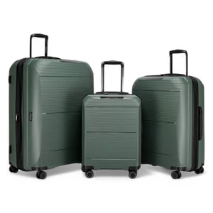 Uitbreidbare olijfgroene harde PP 8-wiel bagage reiskofferset voor handbagage en vakantie
