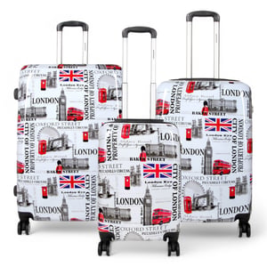 Expanderbart hårt skal Vit London Print 8 Wheels Travel Bagage Cabin Resväska