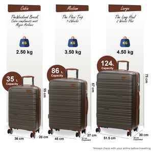 Uitbreidbare koffiebruine harde ABS koffer met 8 wielen, robuuste reiskoffer voor vakanties