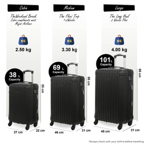 Hårt skal Svart ABS 8 Hjul Bagage Resekabin Resväska