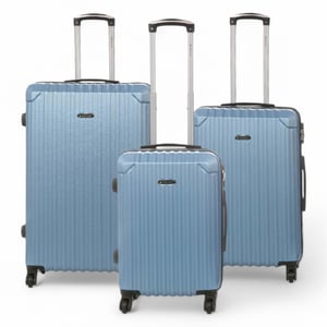 Hard Shell Blue ABS 8 Wheels Luggage Travel Cabin Suitcase
