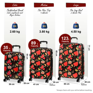 Uitbreidbare harde schaal zwarte rozen 8 wielen koffer print bagage
