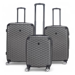 Expandable Charcoal Black Hard Shell ABS 8 Wheel Luggage Travel Cabin Holiday Bags Suitcase Set