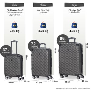 Expandable Charcoal Black Hard Shell ABS 8 Wheel Luggage Travel Cabin Holiday Bags Suitcase Set