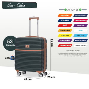 Stark ABS Hardshell Cabin Resväska 56 x 45 x 25 cm Bagage Lämplig för British Airways