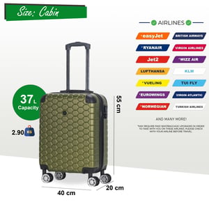 Stark ABS Hardshell Cabin Resväska 55 x 40 x 20 cm Bagage Lämplig för Easyjet, Ryanair