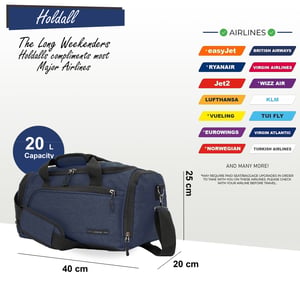 Holdall Carry On 40x 20 x25cm Under-seat Travel Duffel Bag for Ryanair, Easy Jet