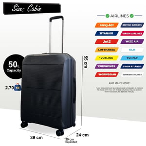 Expanderbar PP Hardshell Cabin Resväska 55 x 39 x 24 cm Bagage Lämplig för Easyjet, Ryanair